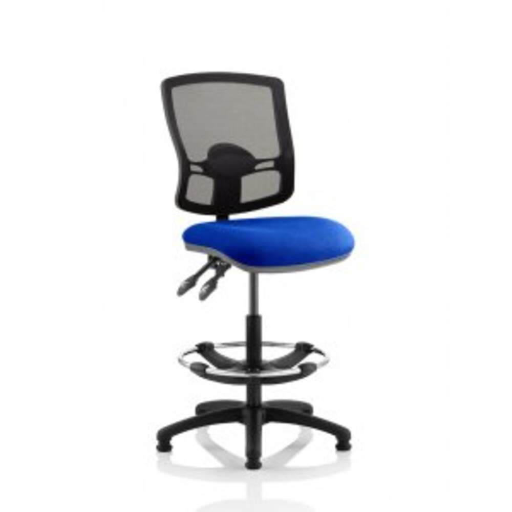 Eclipse Plus II Lever Task Operator Chair Mesh Back Deluxe With Blue Seat With Hi Rise Draughtsman Kit