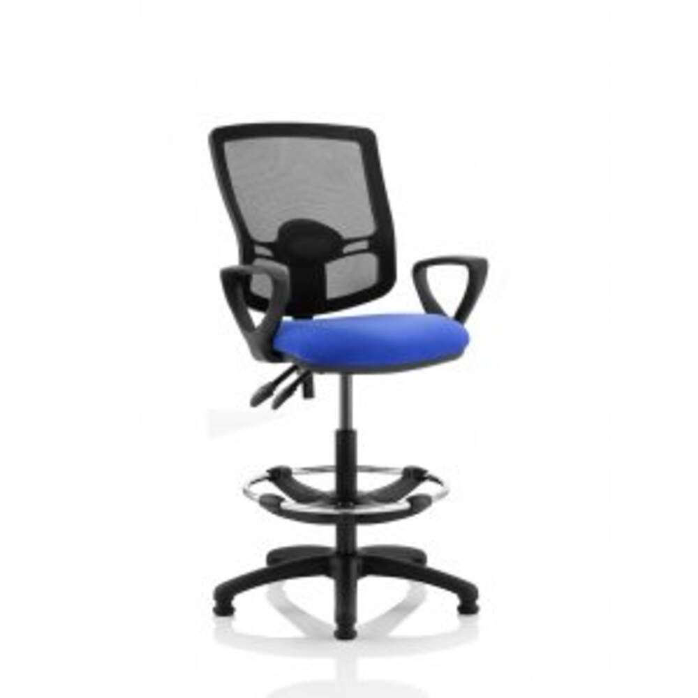 Eclipse Plus II Lever Task Operator Chair Mesh Back Deluxe With Blue Seat With loop Arms With Hi RiseDraughtsman Kit