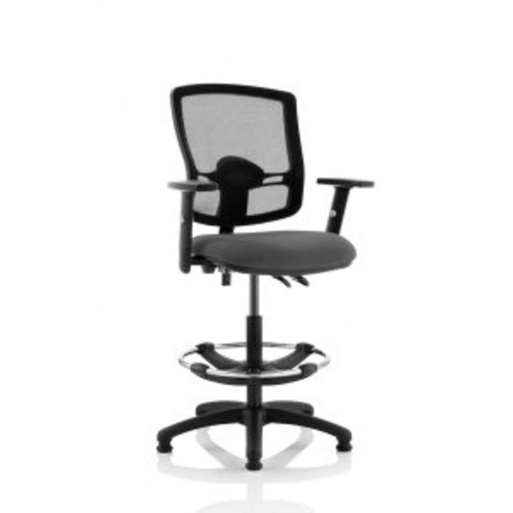 Eclipse Plus II Lever Task Operator Chair Mesh Back Deluxe With Charcoal Seat With Height Adjustable Arms With Hi Rise Draughtsman Kit