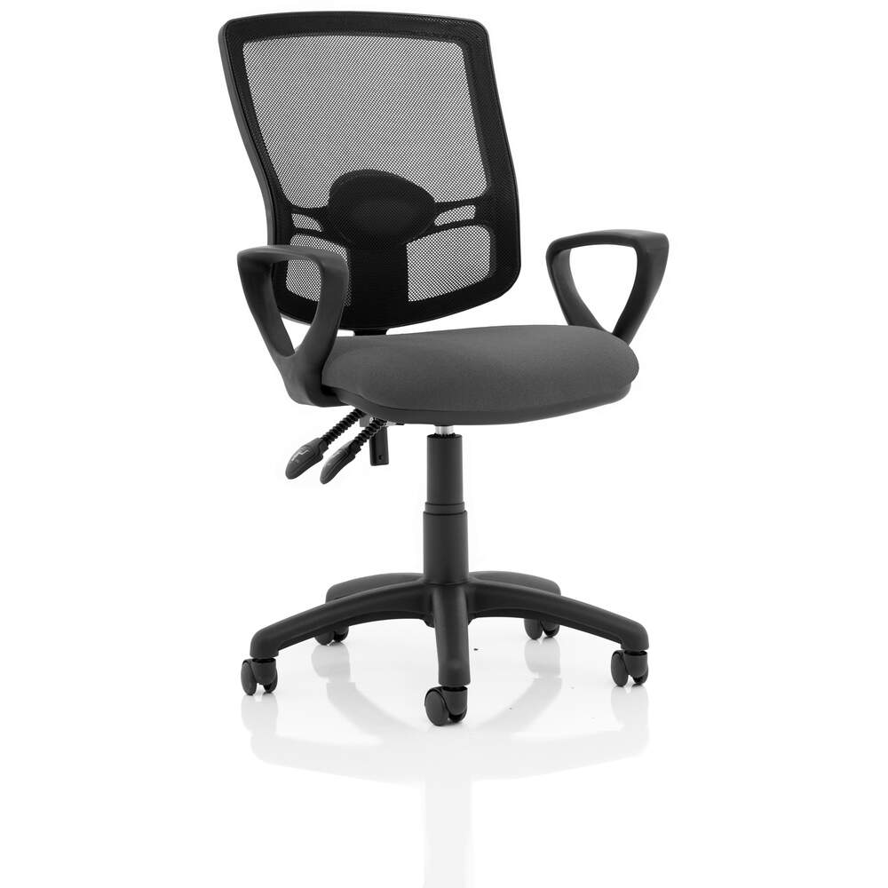 Eclipse Plus II Lever Task Operator Chair Mesh Back Deluxe With Charcoal Seat With loop Arms