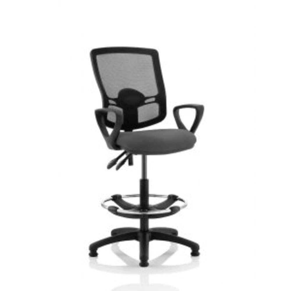 Eclipse Plus II Lever Task Operator Chair Mesh Back Deluxe With Charcoal Seat With loop Arms With Hi RiseDraughtsman Kit