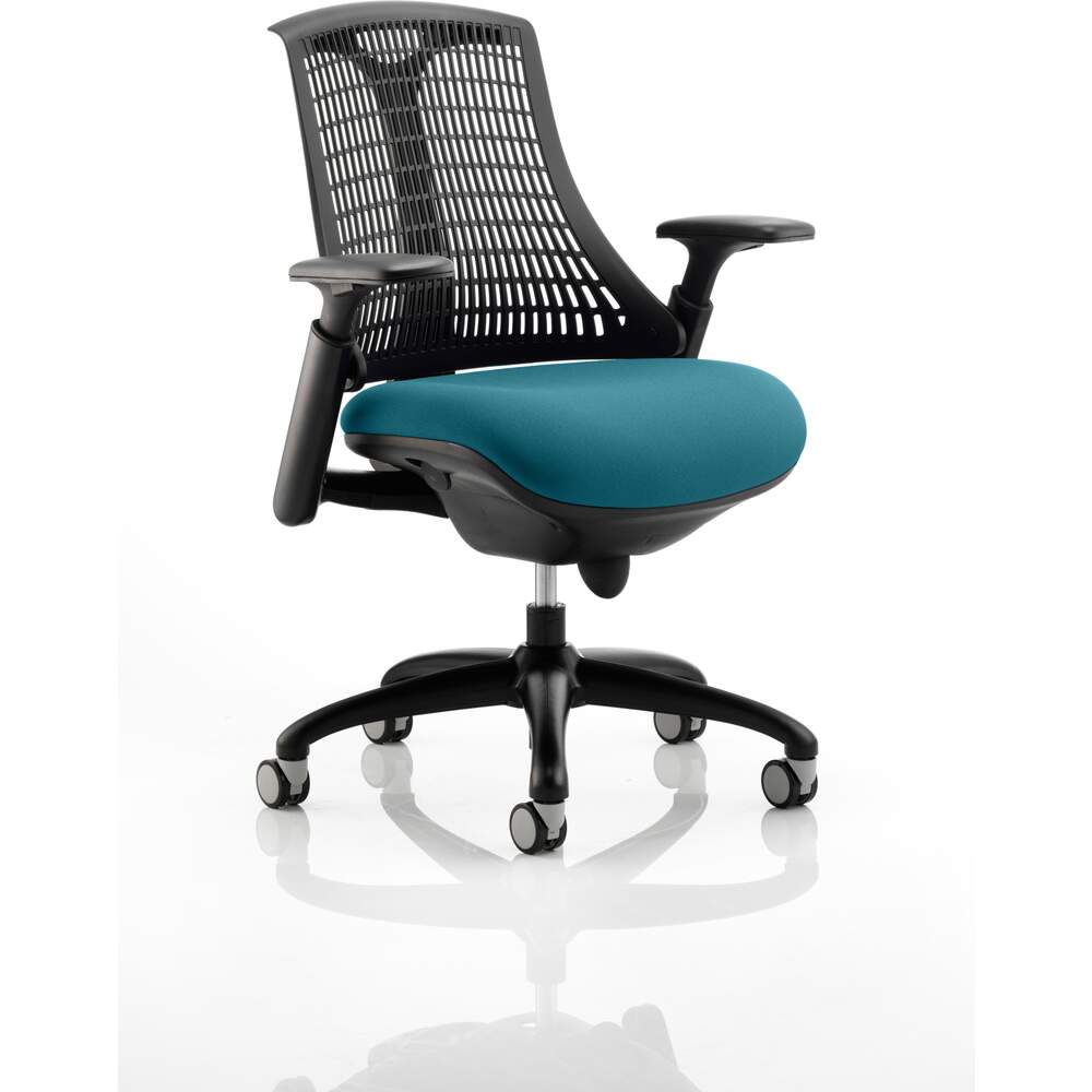 Flex Task Operator Chair Black Frame Black Back Bespoke Colour Seat Maringa Teal