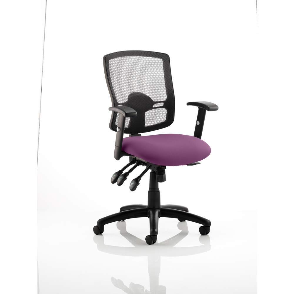 Portland III Black Mesh Back Bespoke Colour Seat Tansy Purple