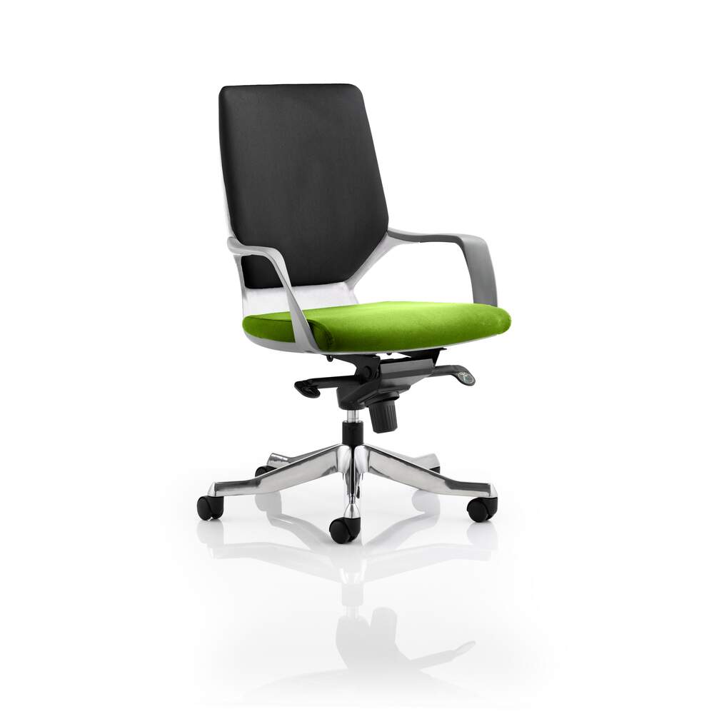 Xenon Executive White Shell Medium Back Bespoke Colour Seat Myrrh Green