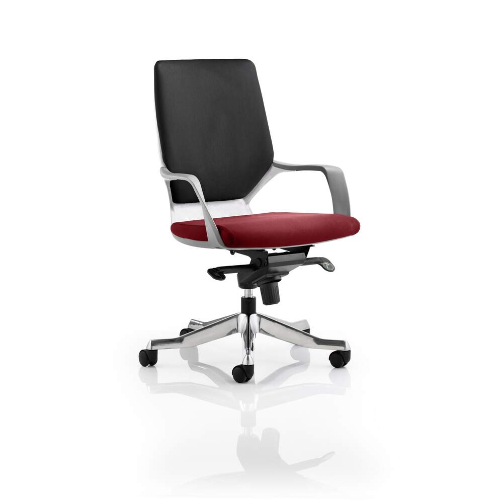 Xenon Executive White Shell Medium Back Bespoke Colour Seat Ginseng Chilli