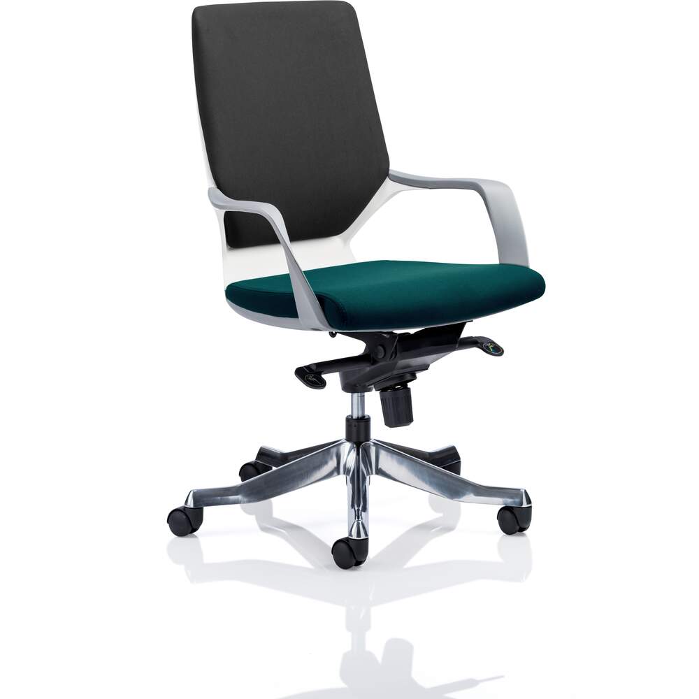 Xenon Executive White Shell Medium Back Bespoke Colour Seat Maringa Teal