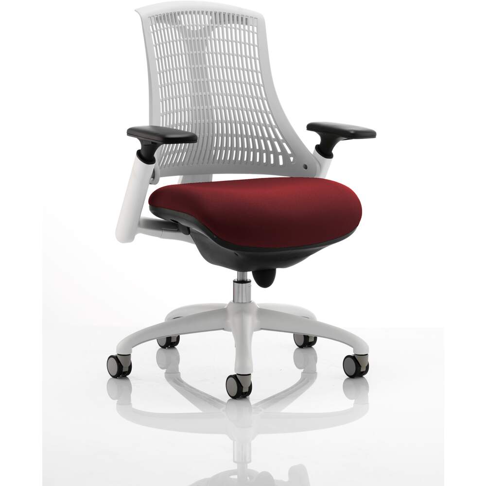 Flex Task Operator Chair White Frame White Back Bespoke Colour Seat Ginseng Chilli