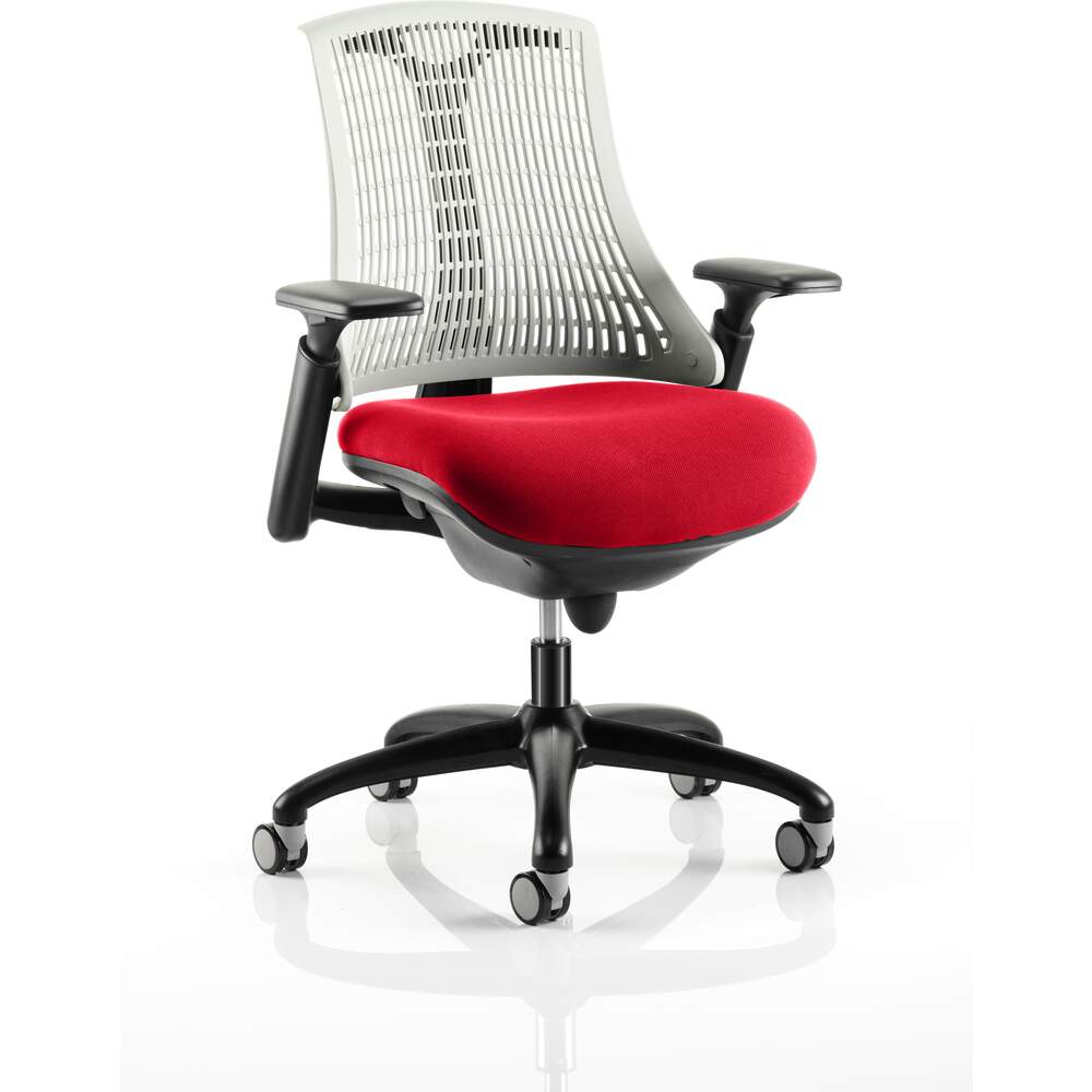 Flex Task Operator Chair Black Frame White Back Bespoke Colour Seat Bergamot Cherry