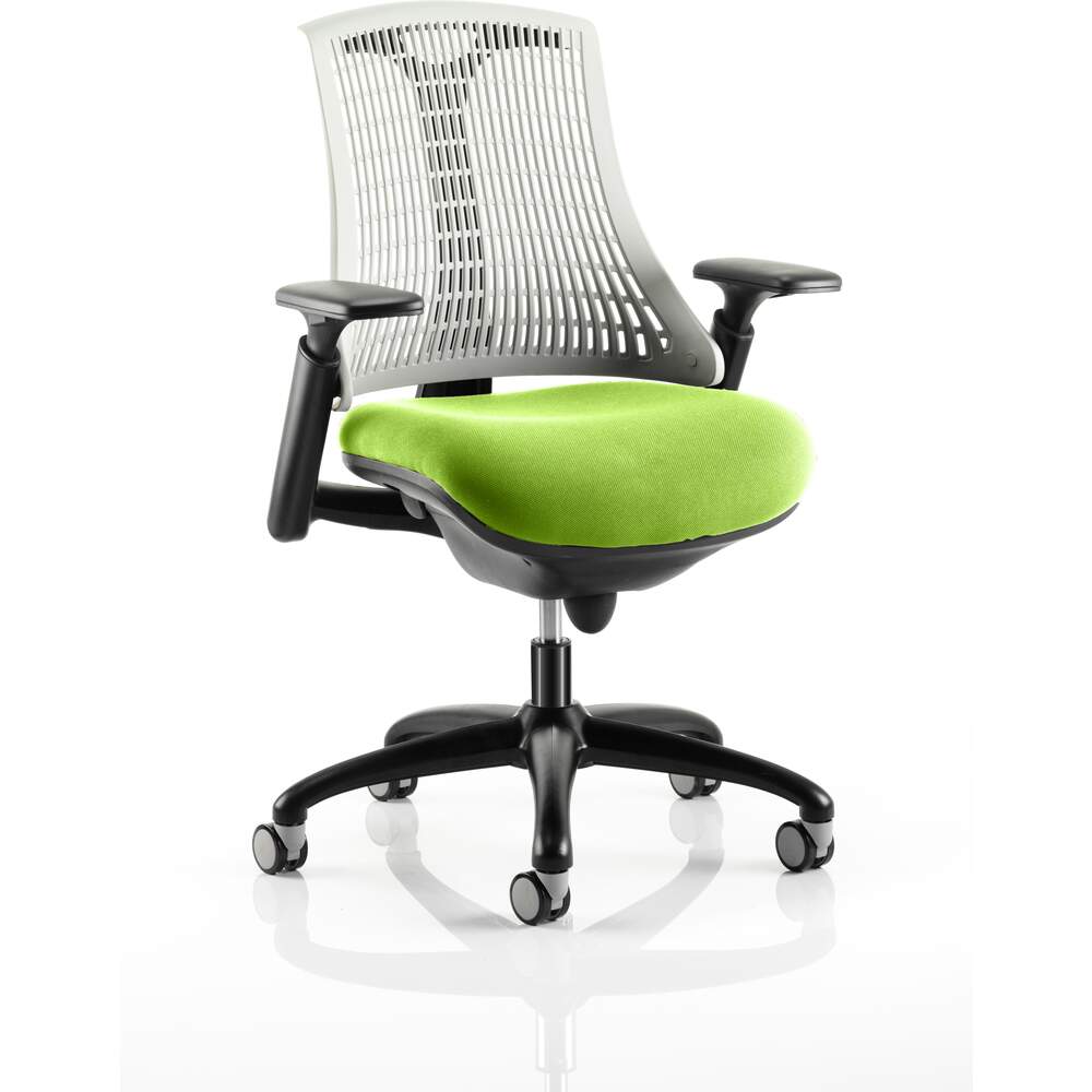 Flex Task Operator Chair Black Frame White Back Bespoke Colour Seat Myrrh Green