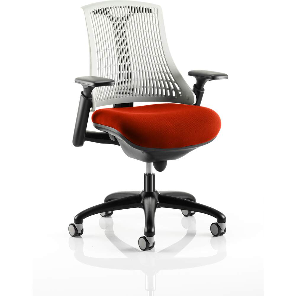 Flex Task Operator Chair Black Frame White Back Bespoke Colour Seat Tabasco Red