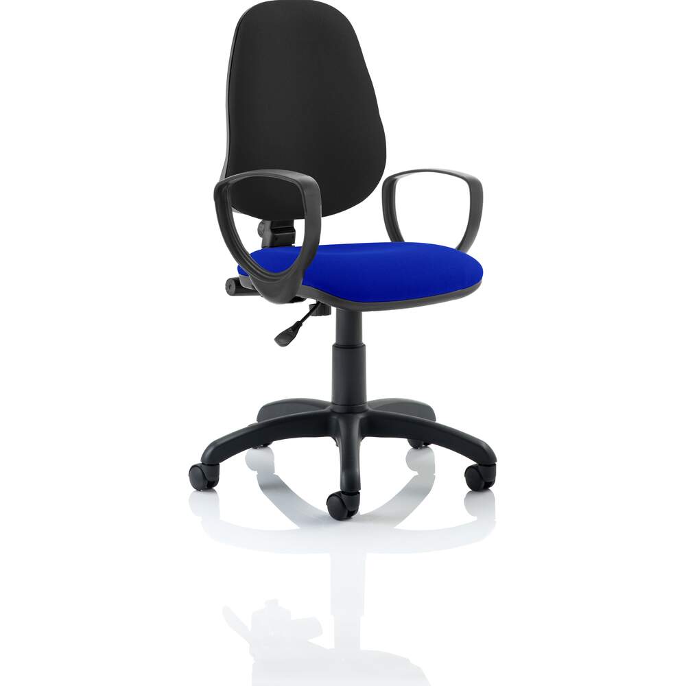 Eclipse I Lever Task Operator Chair Black Back Bespoke Seat With Loop Arms In Stevia Blue