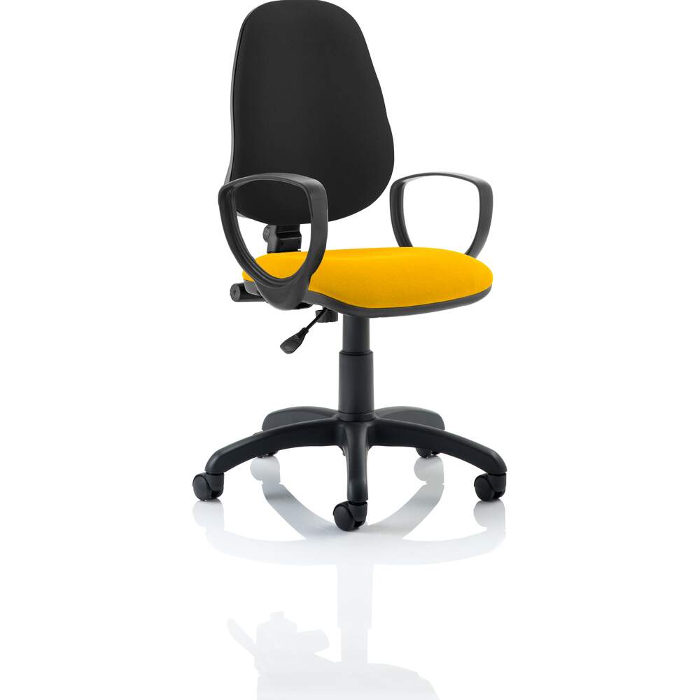 Eclipse I Lever Task Operator Chair Black Back Bespoke Seat With Loop Arms In Senna Yellow