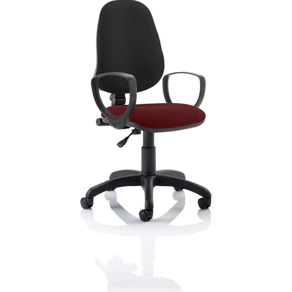 Eclipse I Lever Task Operator Chair Black Back Bespoke Seat With Loop Arms In Ginseng Chilli