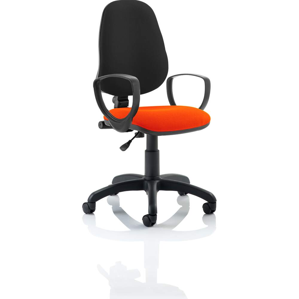 Eclipse I Lever Task Operator Chair Black Back Bespoke Seat With Loop Arms In Tabasco Red