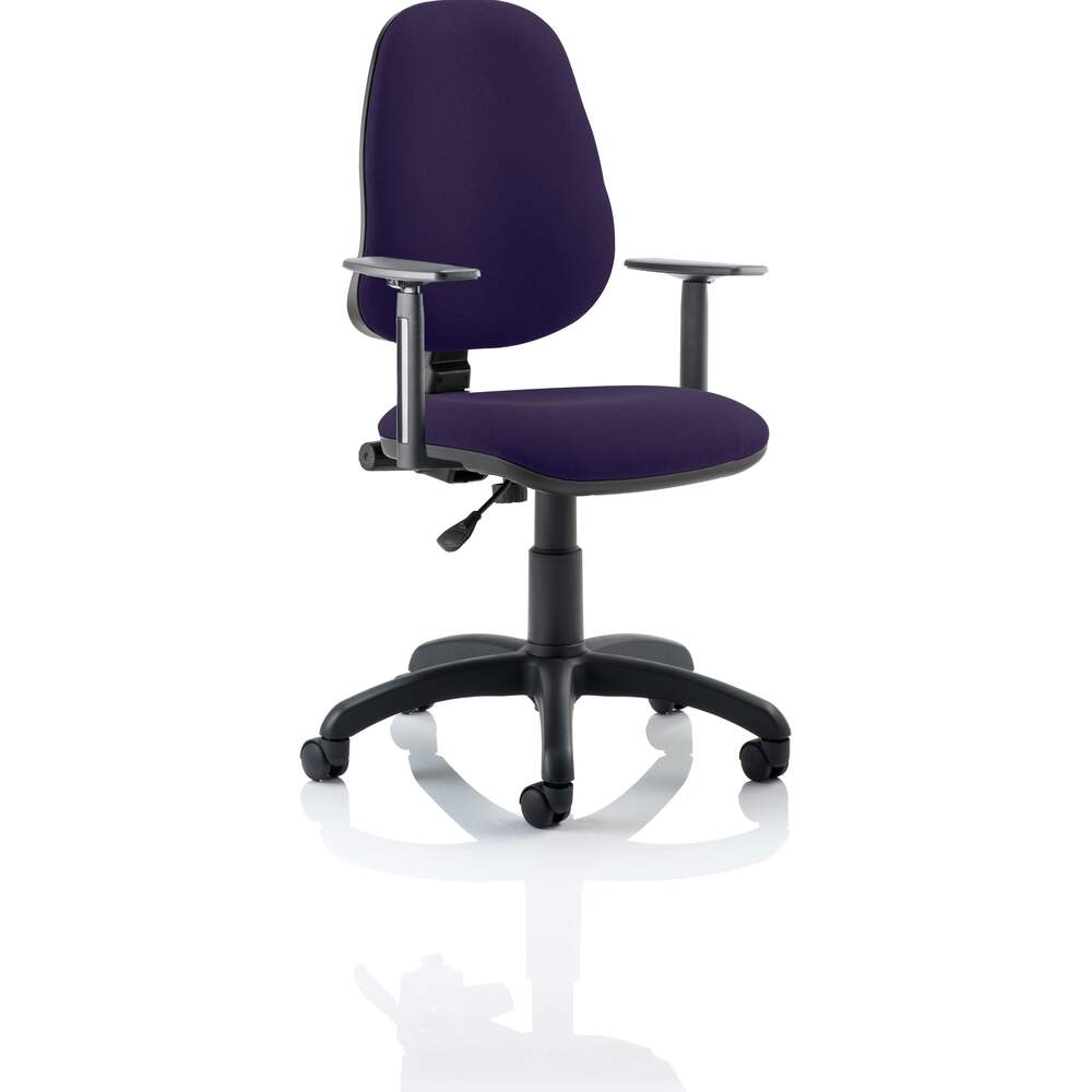 Eclipse I Lever Task Operator Chair Bespoke With Height Adjustable Arms In Tansy Purple