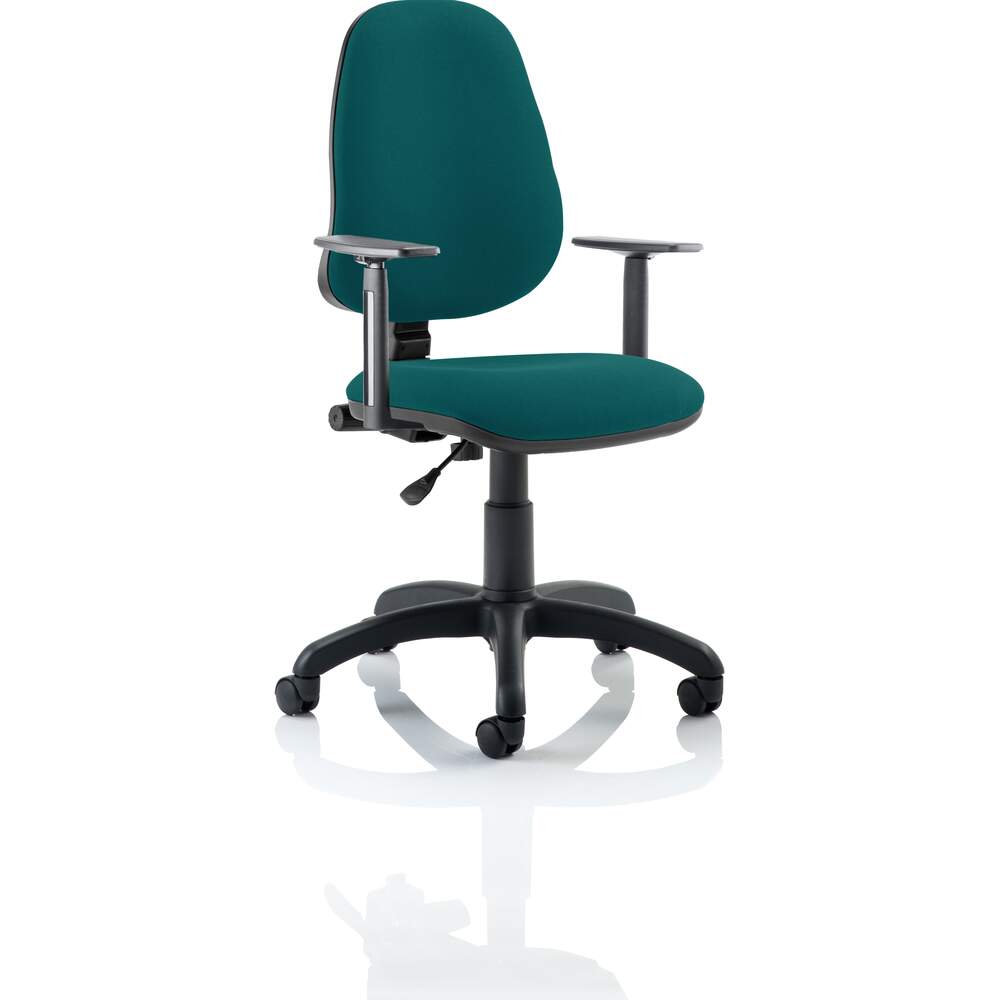 Eclipse I Lever Task Operator Chair Bespoke With Height Adjustable Arms In Maringa Teal