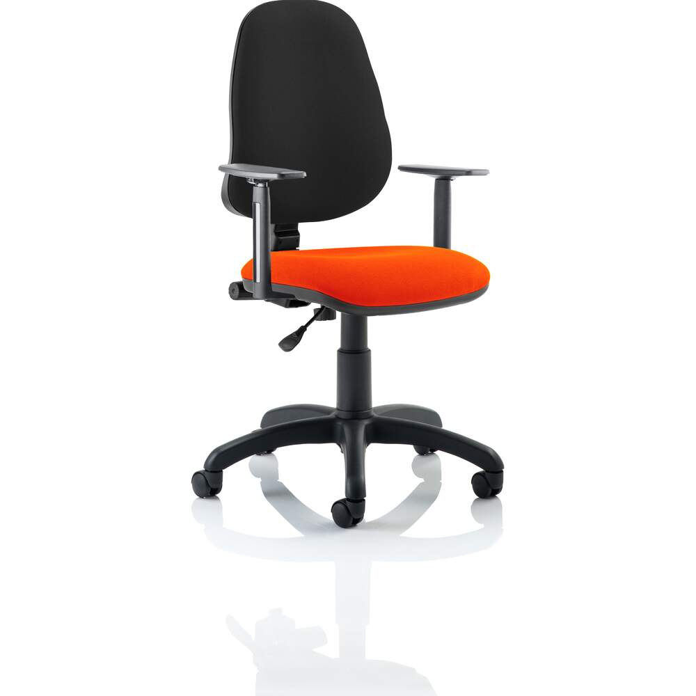 Eclipse I Lever Task Operator Chair Black Back Bespoke Seat With Height Adjustable Arms In Tabasco Red