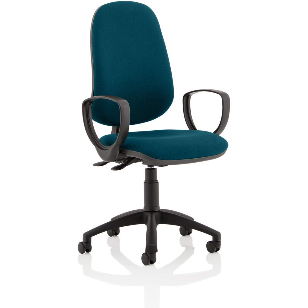 Eclipse II Lever Task Operator Chair Bespoke With Loop Arms In Maringa Teal