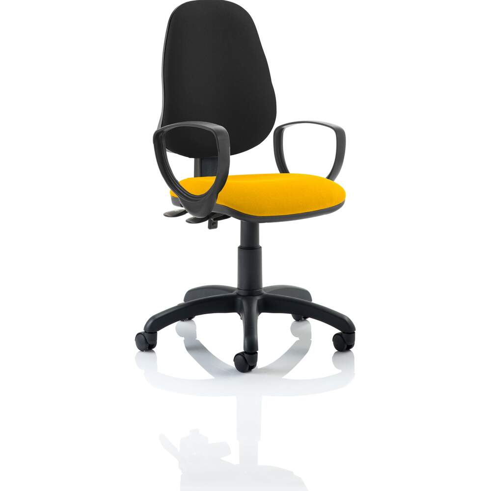 Eclipse II Lever Task Operator Chair Black Back Bespoke Seat With Loop Arms In Senna Yellow