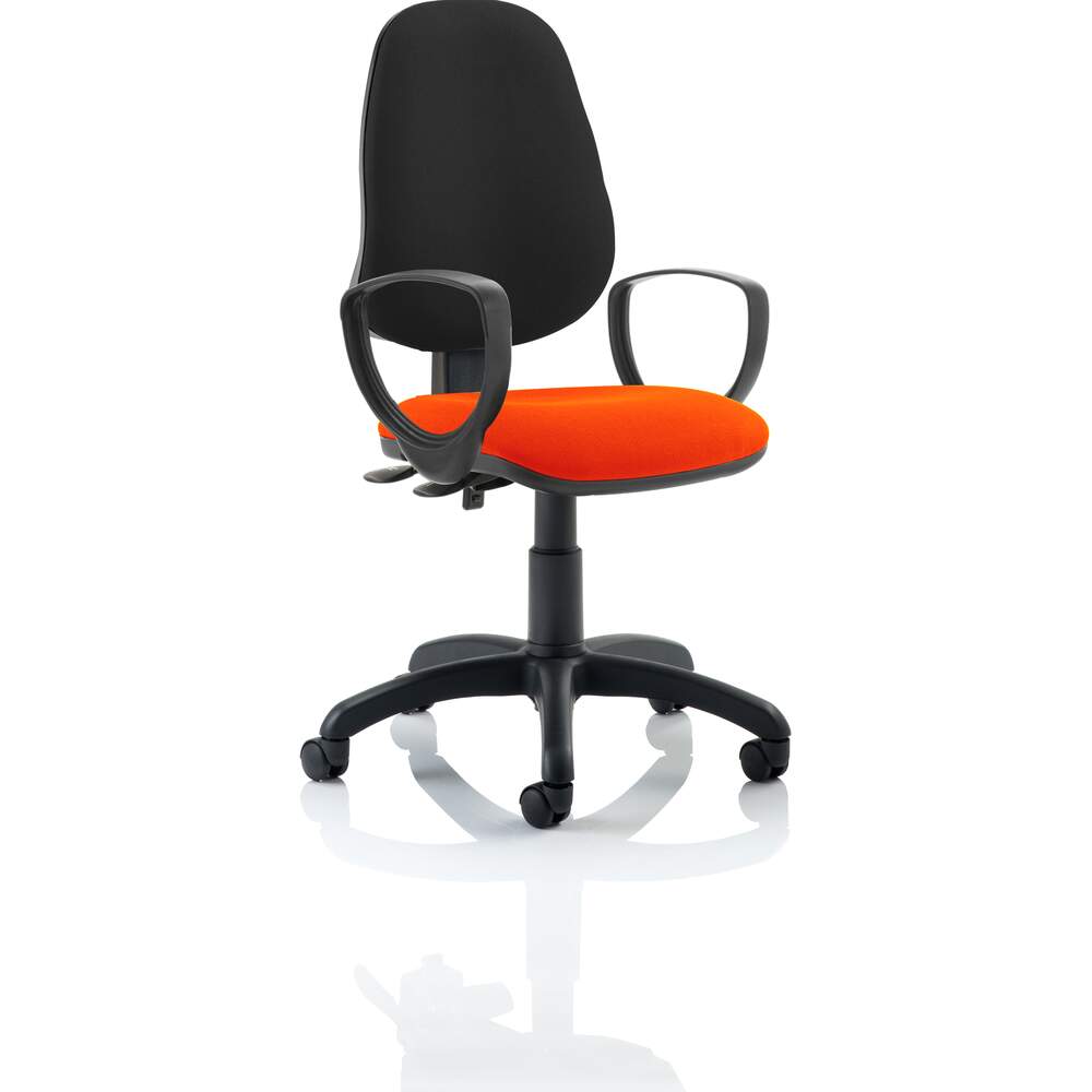 Eclipse II Lever Task Operator Chair Black Back Bespoke Seat With Loop Arms In Tabasco Red