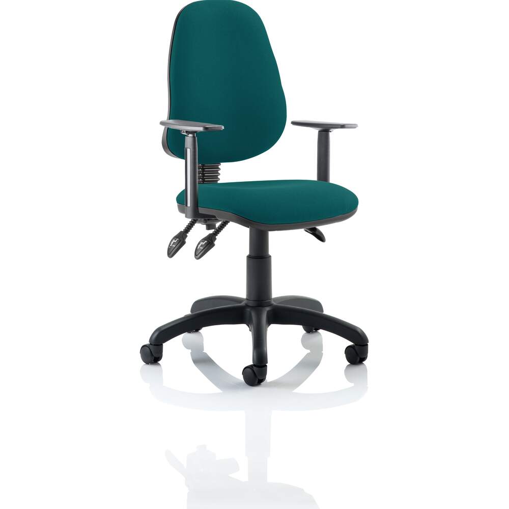 Eclipse III Lever Task Operator Chair Bespoke With Height Adjustable Arms In Maringa Teal