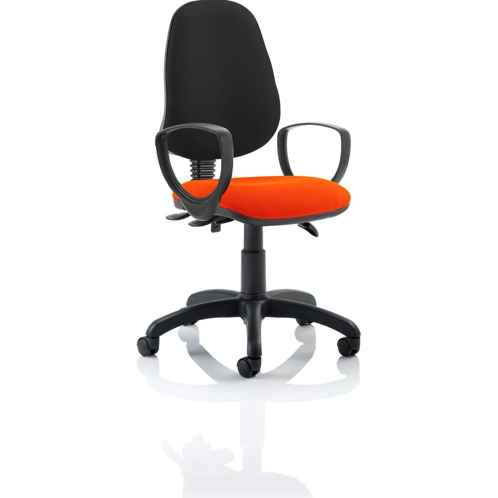 Eclipse III Lever Task Operator Chair Black Back Bespoke Seat With Loop Arms In Tabasco Red