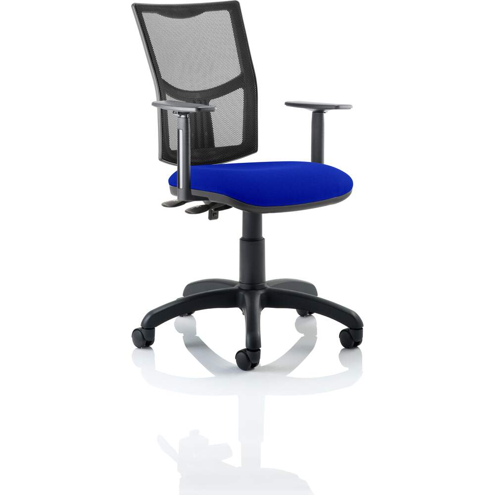 Eclipse II Lever Task Operator Chair Mesh Back With Bespoke Colour Seat in Stevia Blue With Height Adjustable Arms