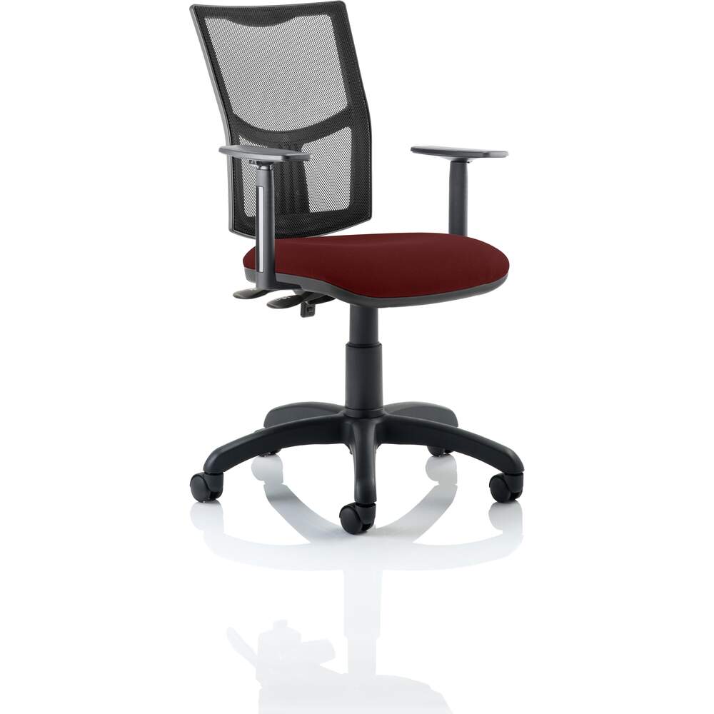 Eclipse II Lever Task Operator Chair Mesh Back With Bespoke Colour Seat in Ginseng Chilli With Height Adjustable Arms