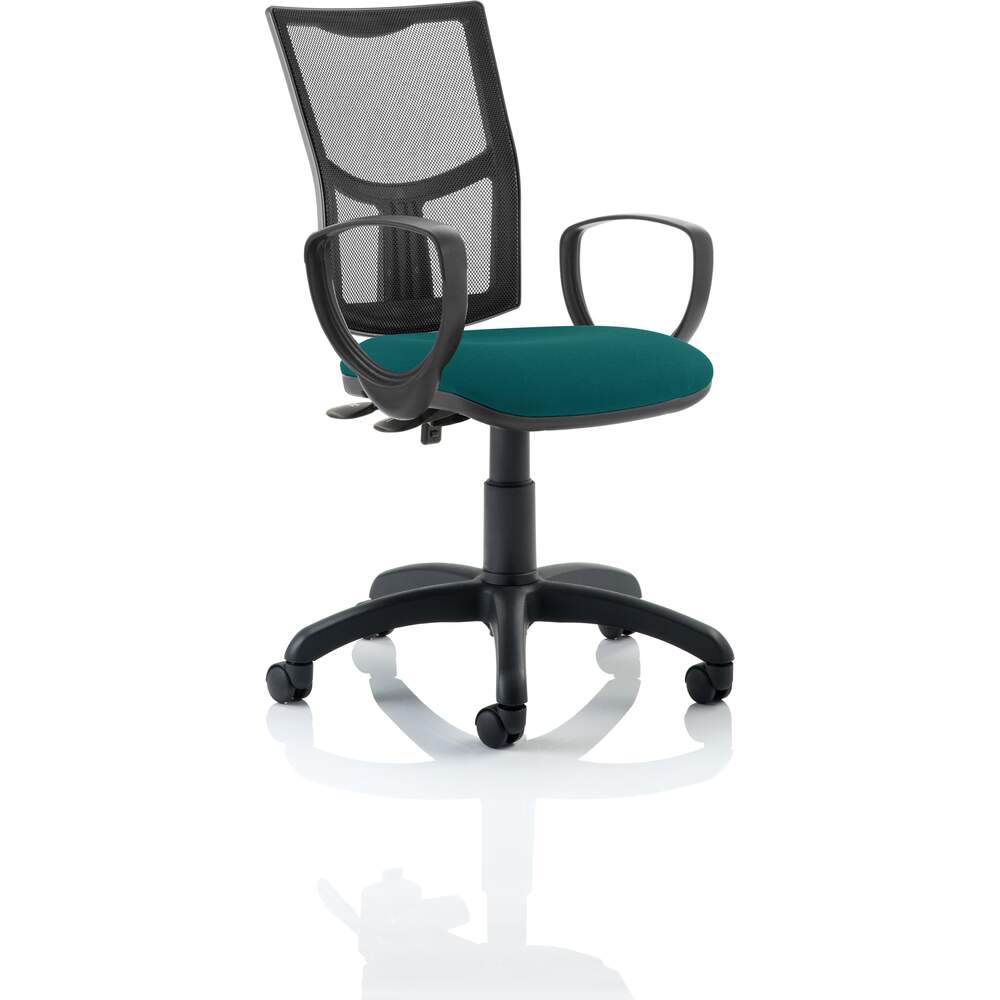 Eclipse II Lever Task Operator Chair Mesh Back With Bespoke Colour Seat With loop Arms in Maringa Teal