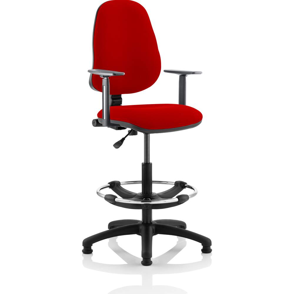 Eclipse I Lever Task Operator Chair Bergamot Cherry Fully Bespoke Colour With Height Adjustable Arms with Hi Rise Draughtsman Kit