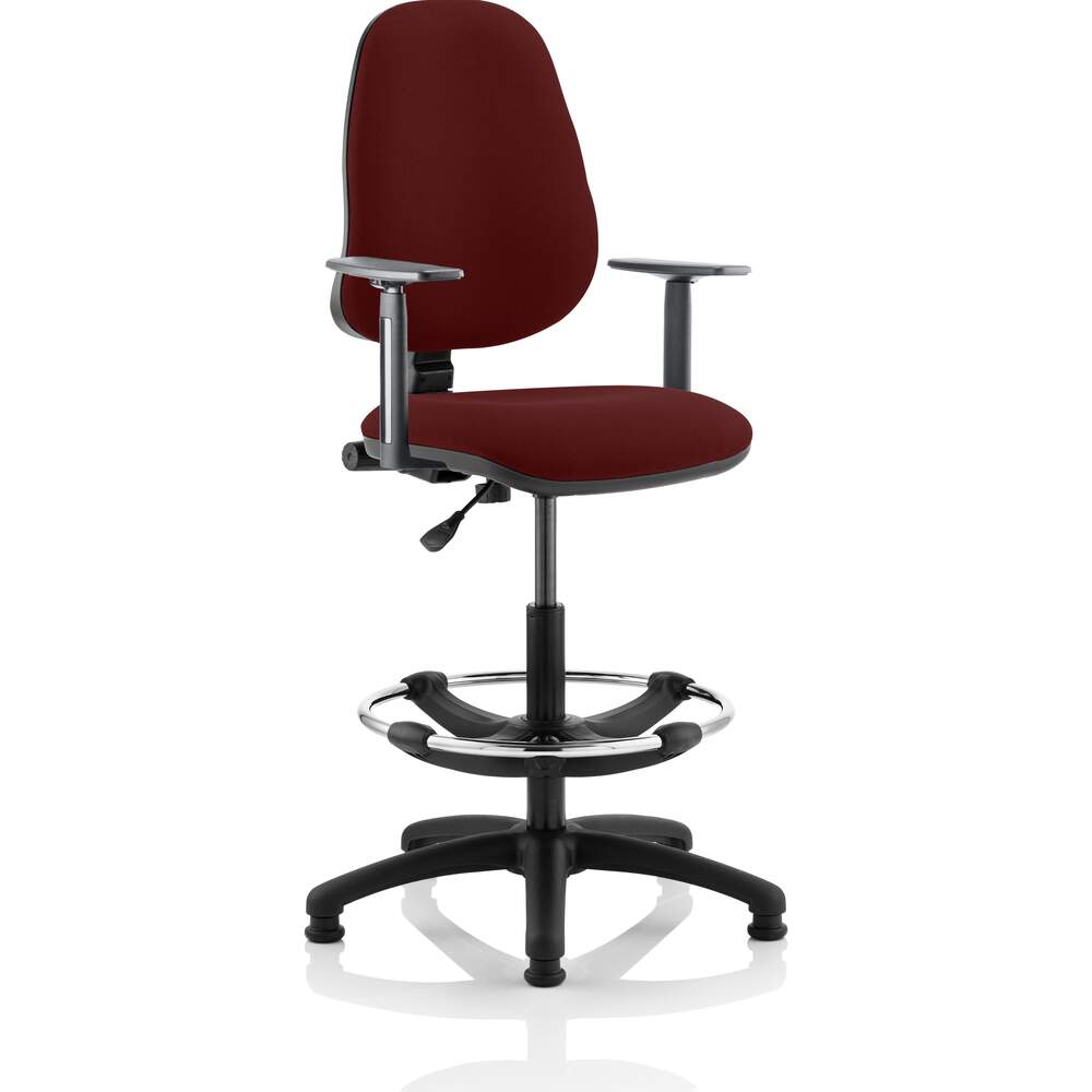 Eclipse I Lever Task Operator Chair Ginseng Chilli Fully Bespoke Colour With Height Adjustable Arms with Hi Rise Draughtsman Kit