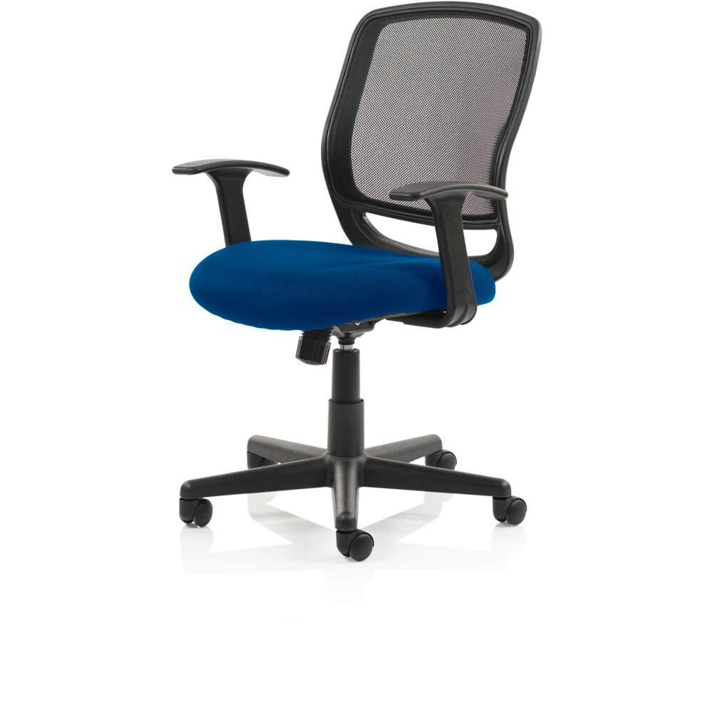 Mave Task Operator Chair Black Mesh With Arms Bespoke Colour Seat Stevia Blue