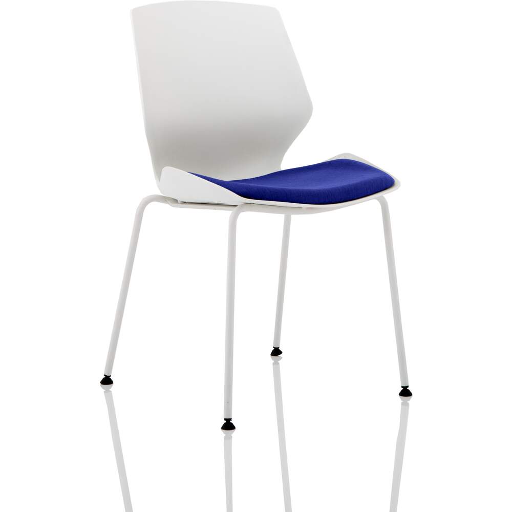 Florence White Frame Visitor Chair in Stevia Blue