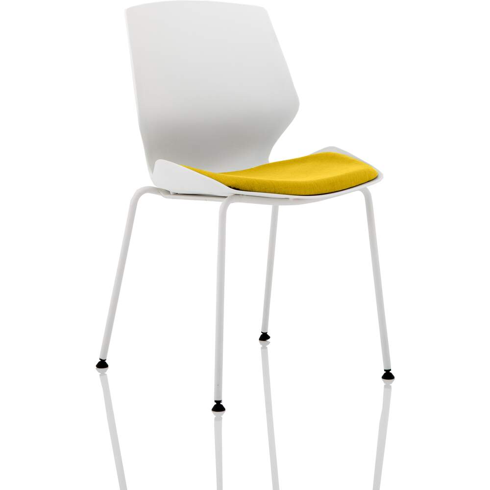 Florence White Frame Visitor Chair in Senna Yellow