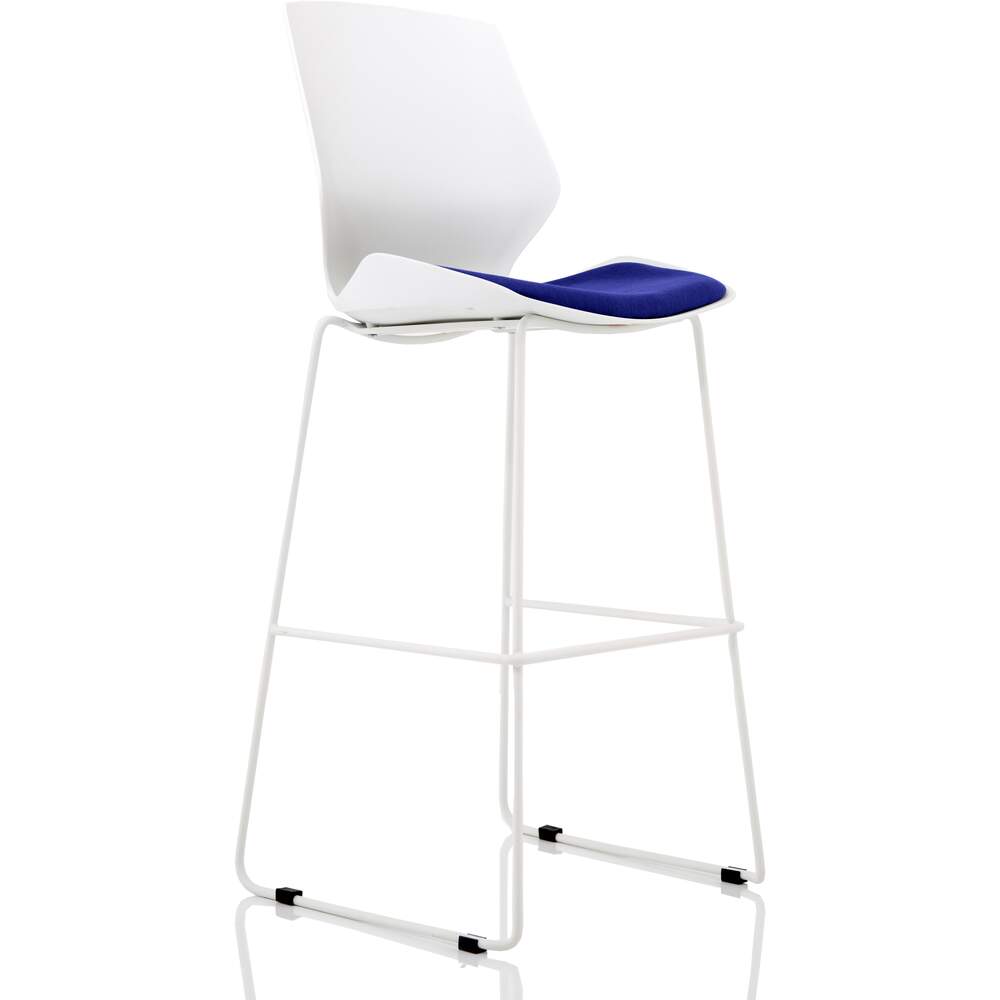 Florence White Frame High Stool in Stevia Blue