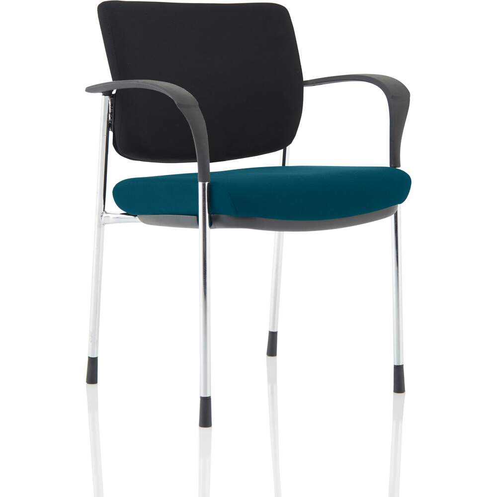 Brunswick Deluxe Black Fabric Back Chrome Frame Bespoke Colour Seat Maringa Teal With Arms