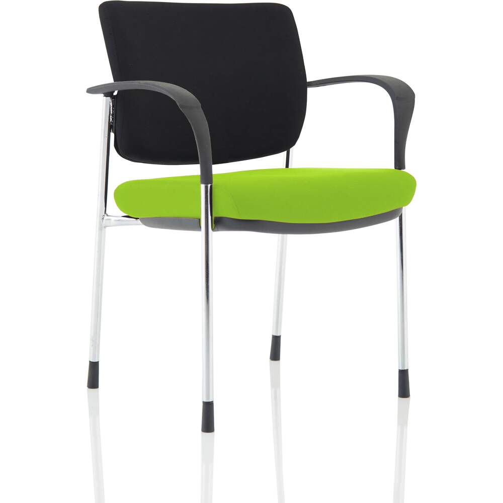 Brunswick Deluxe Black Fabric Back Chrome Frame Bespoke Colour Seat Myrrh Green With Arms