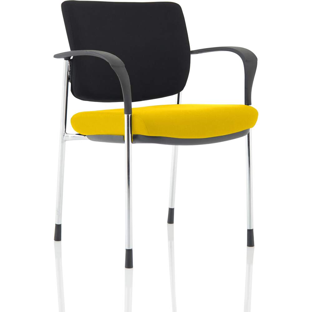 Brunswick Deluxe Black Fabric Back Chrome Frame Bespoke Colour Seat Senna Yellow With Arms