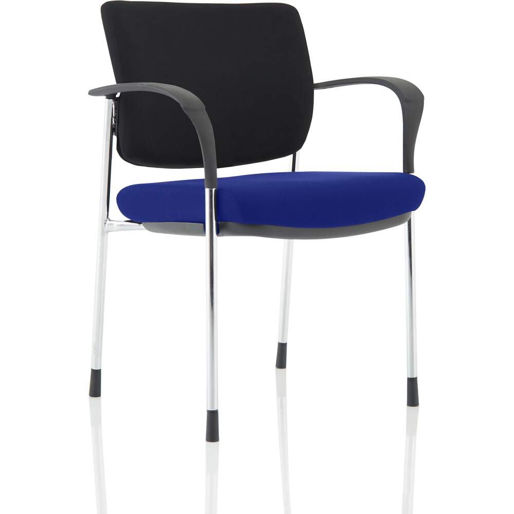 Brunswick Deluxe Black Fabric Back Chrome Frame Bespoke Colour Seat Stevia Blue With Arms