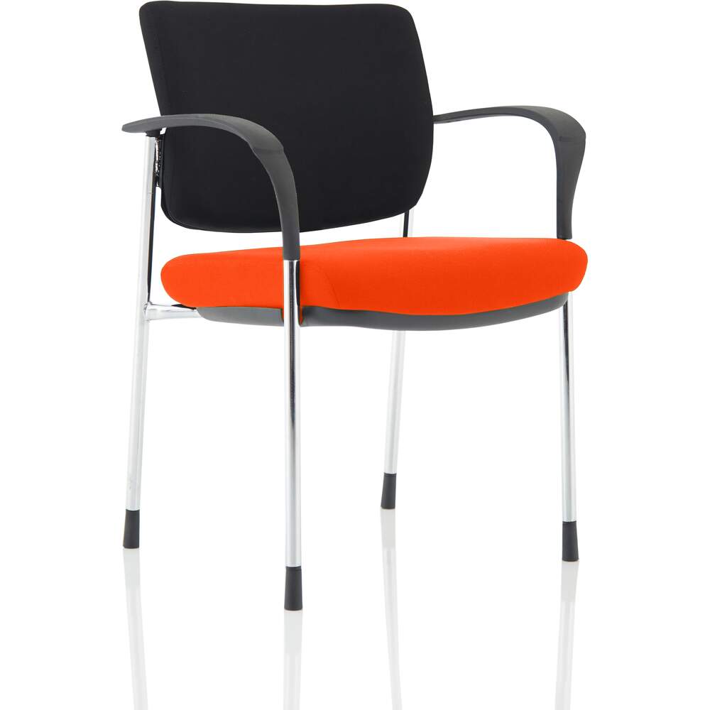 Brunswick Deluxe Black Fabric Back Chrome Frame Bespoke Colour Seat Tabasco Red With Arms