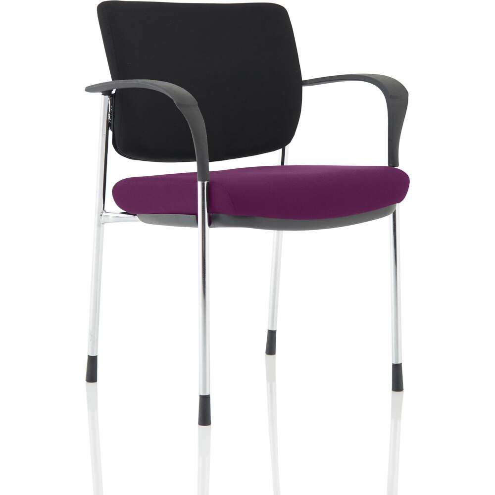 Brunswick Deluxe Black Fabric Back Chrome Frame Bespoke Colour Seat Tansy Purple With Arms