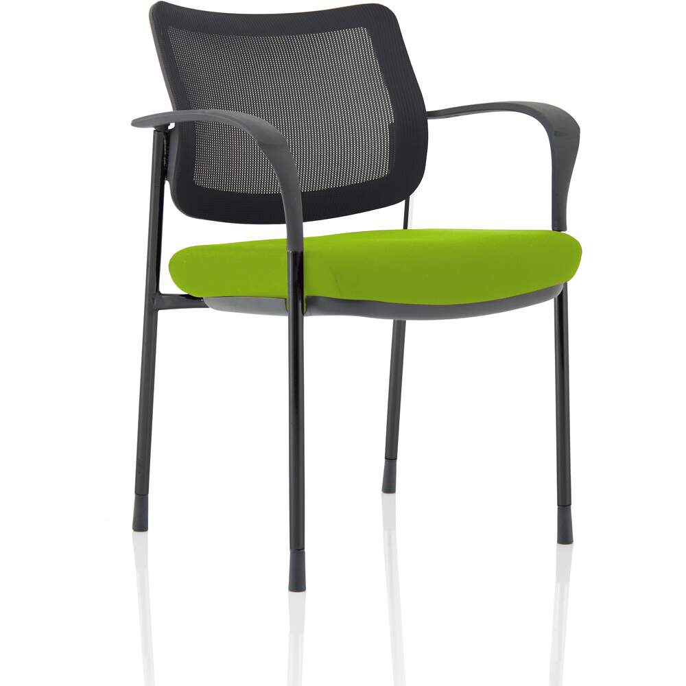 Brunswick Deluxe Mesh Back Black Frame Bespoke Colour Seat Myrrh Green With Arms