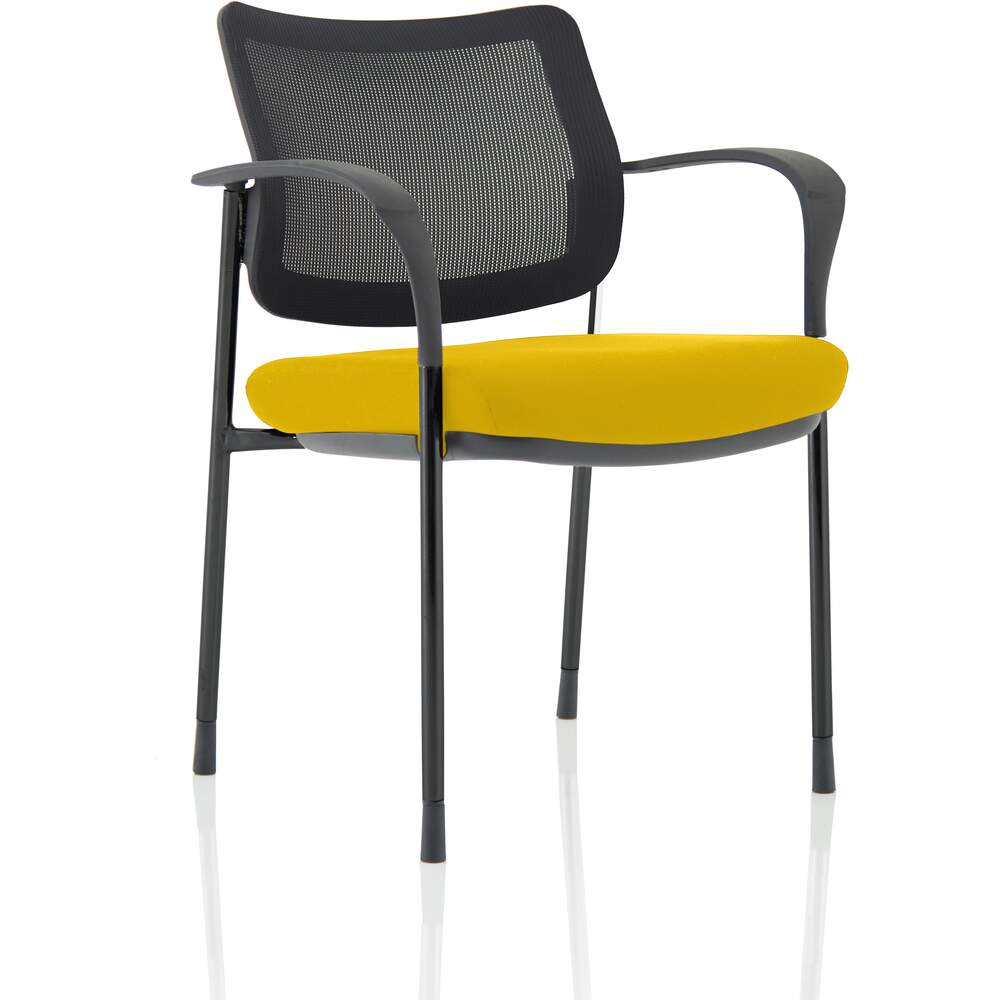 Brunswick Deluxe Mesh Back Black Frame Bespoke Colour Seat Senna Yellow With Arms