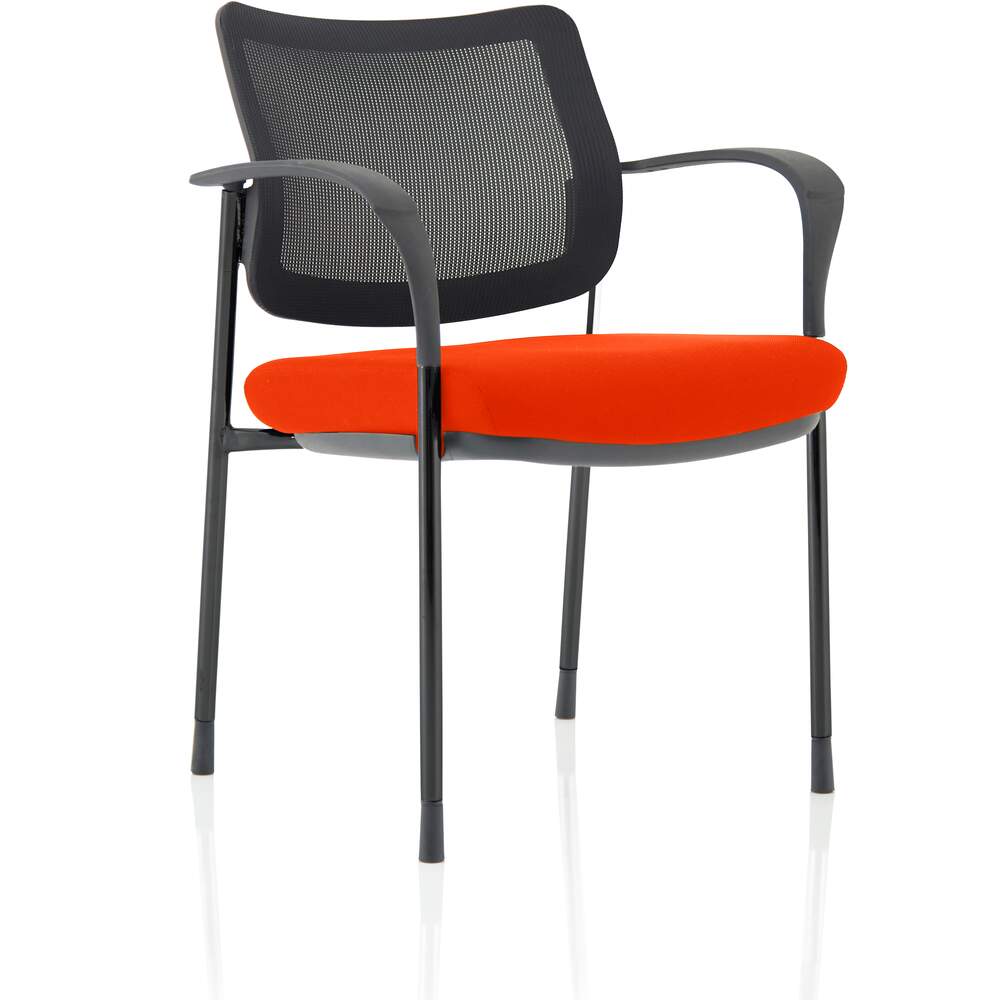 Brunswick Deluxe Mesh Back Black Frame Bespoke Colour Seat Tabasco Red With Arms