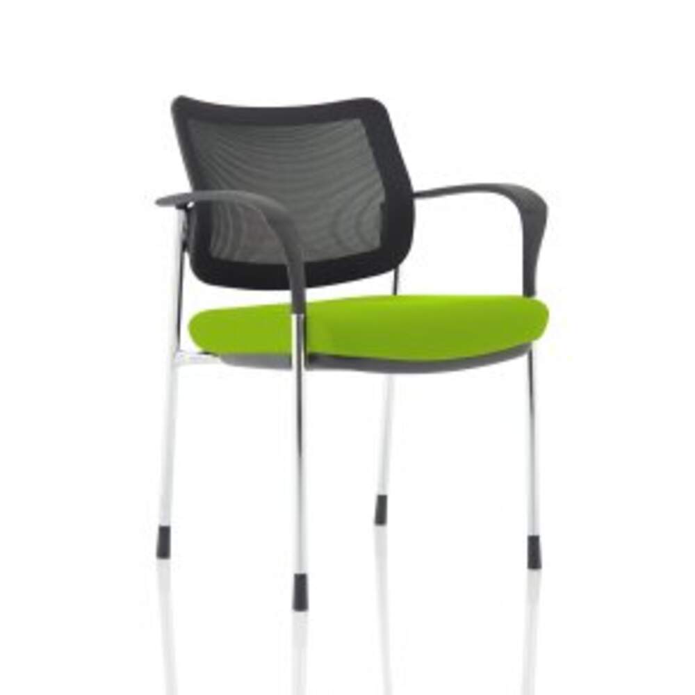 Brunswick Deluxe Mesh Back Chrome Frame Bespoke Colour Seat Myrrh Green With Arms