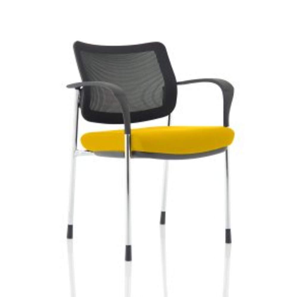 Brunswick Deluxe Mesh Back Chrome Frame Bespoke Colour Seat Senna Yellow With Arms