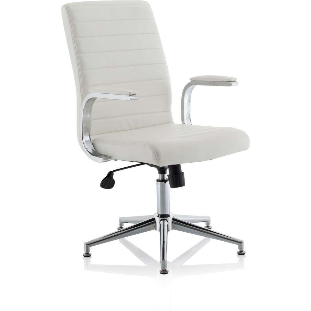 Ezra Executive White Leather Chair With Glides