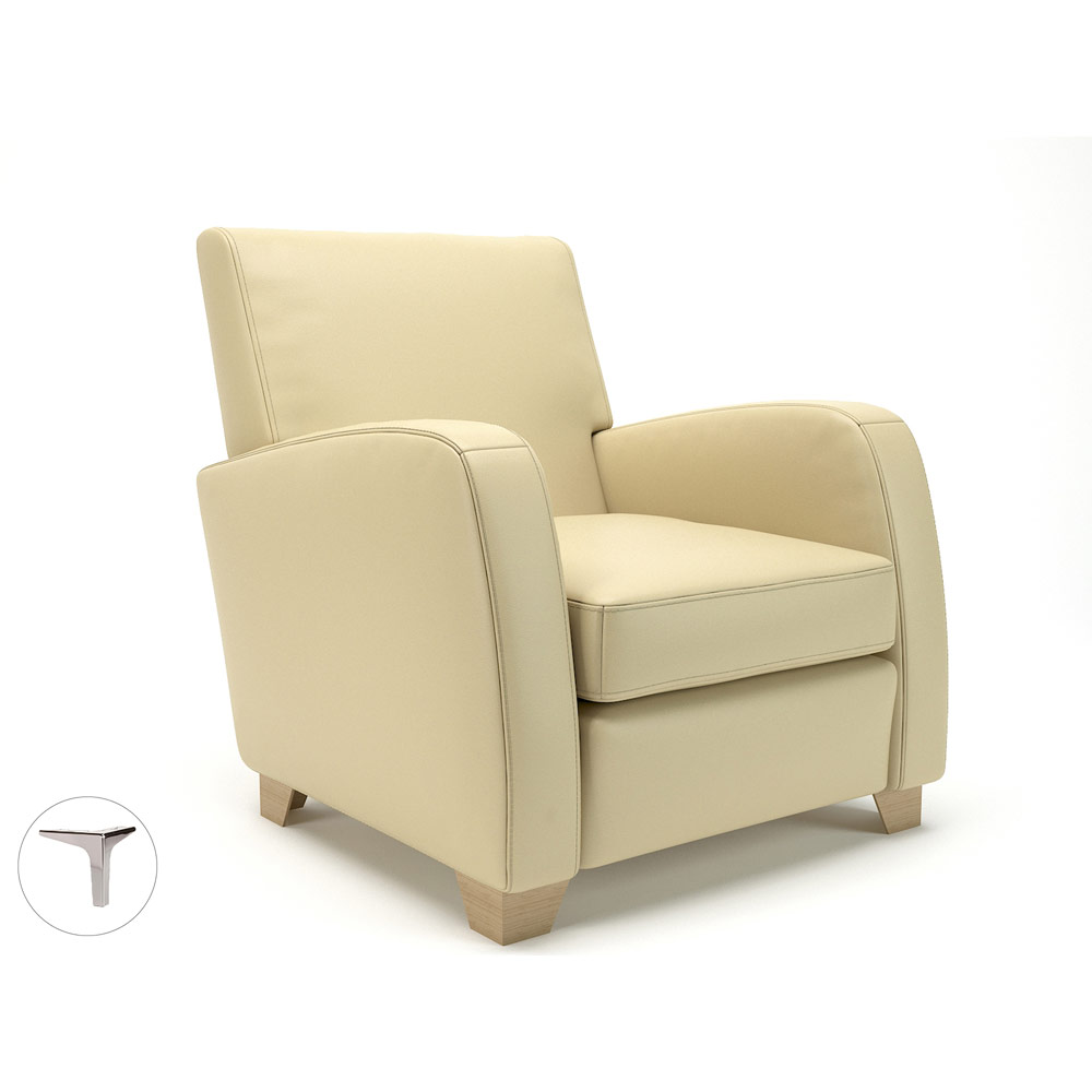 Wynne 81cm Wide Armchair Cream Faux Leather Chrome Feet