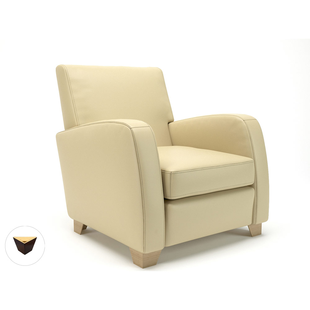 Wynne 81cm Wide Armchair Cream Faux Leather Ebony Wood Feet