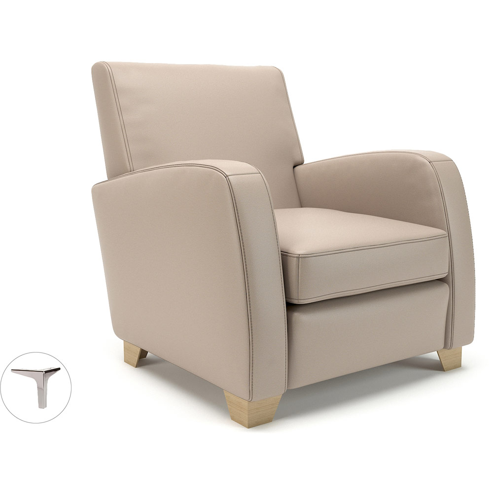 Wynne 81cm Wide Armchair Taupe Faux Leather Chrome Feet